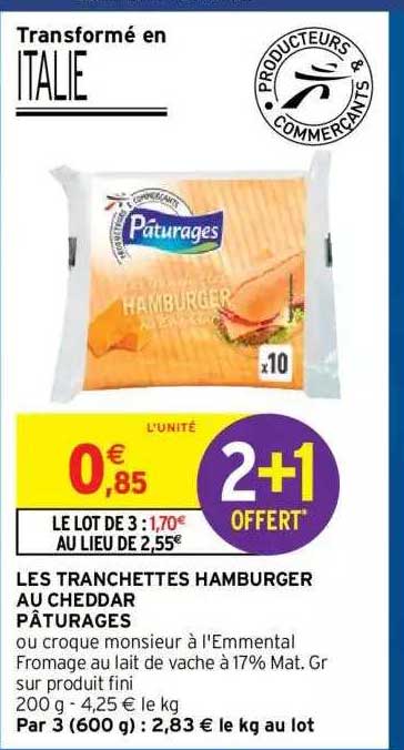 Les Tranchettes Hamburger Au Cheddar Pâturages
