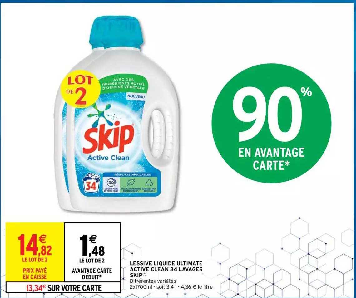 lessive liquide ultimate active clean 34 lavages skip