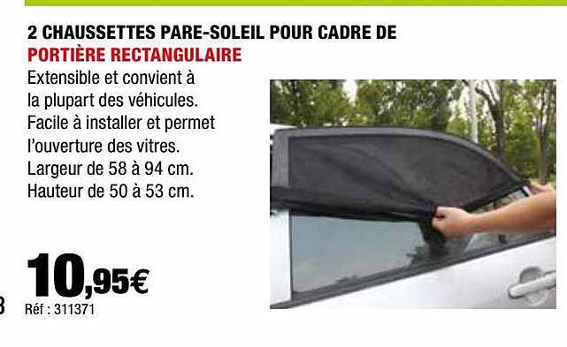 2  chaussettes pare-soleil pour cadre d portière rectangulaire