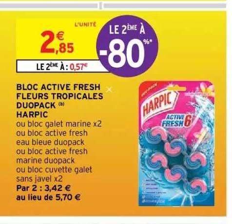 Bloc Active Fresh Fleurs Tropicales Duopack Harpic