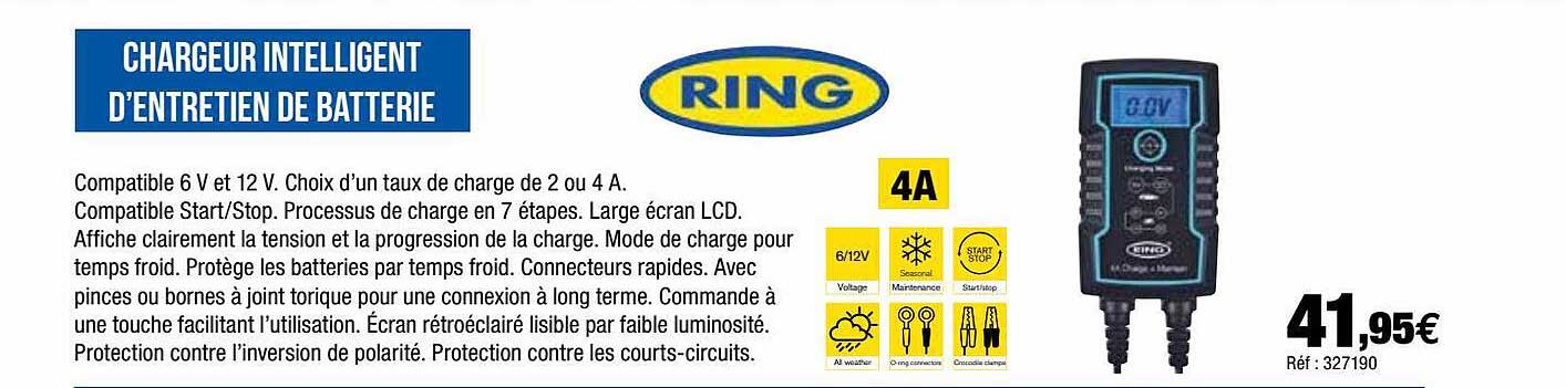 chargeur intelligent d'entretien de batterie ring