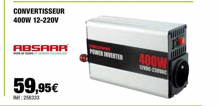 convertisseur 400w 12-220v absaar