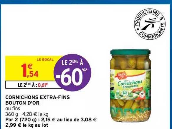 cornichons extra-fins bouton d'or