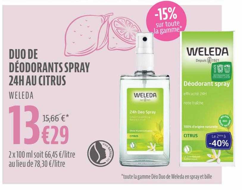 Duo De Déodorants Spray 24h Au Citrus Weleda