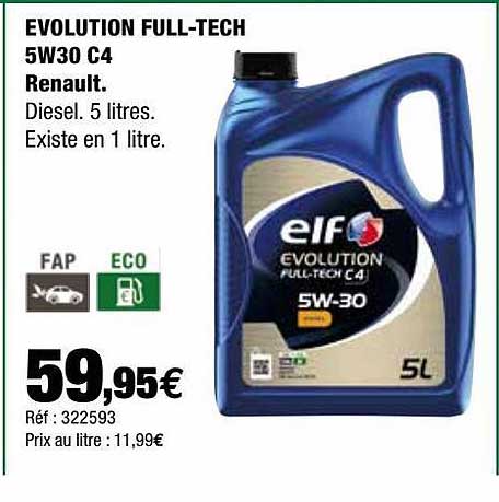 évolution full-tech 5w30 c4 renault elf