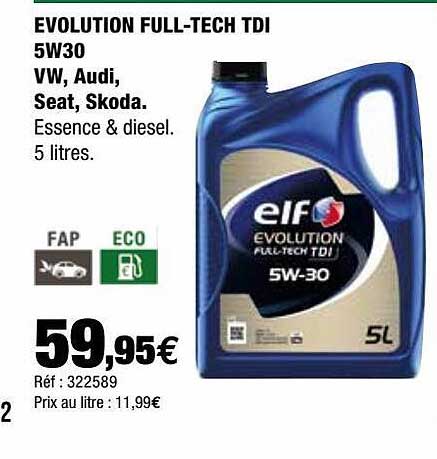 évolution full-tech tdi 5w30 vw, audi, seat, skoda elf