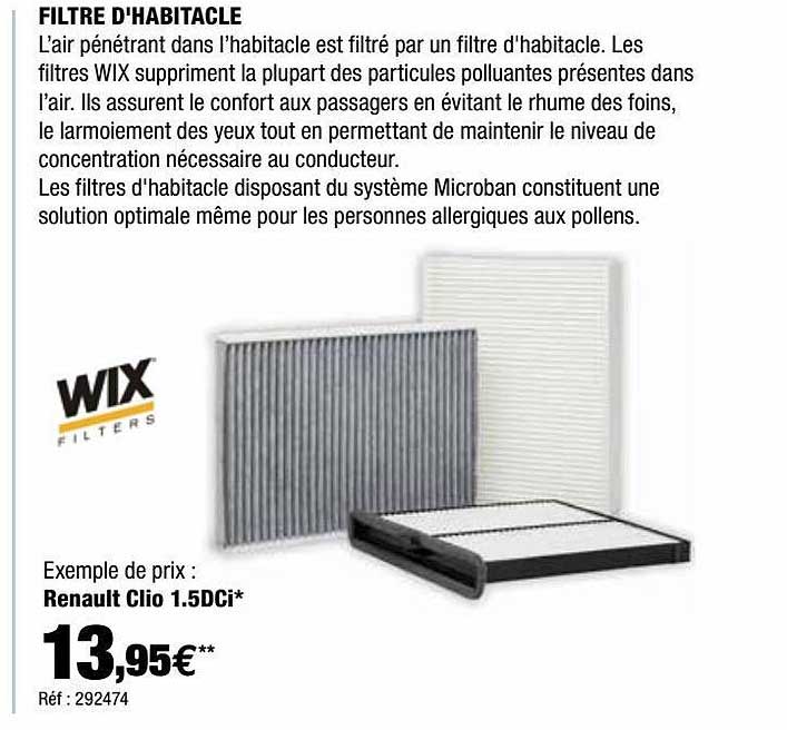 Filtre D'habitacle Wix Filters