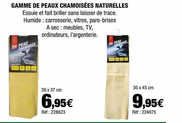 gamme de peaux chamoisées naturelles
