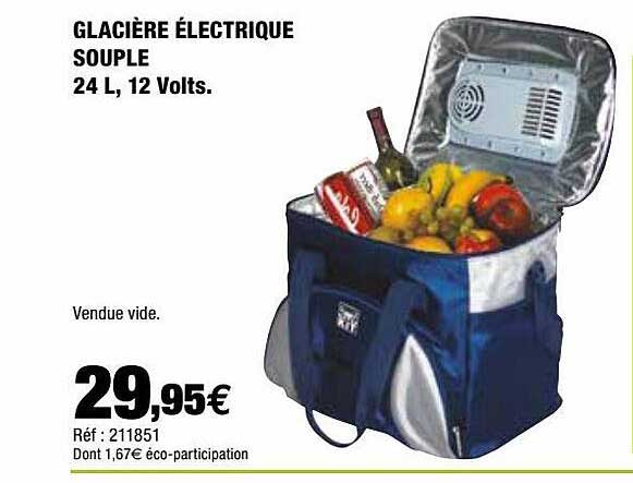 glacière électrique souple 24l, 12 volts