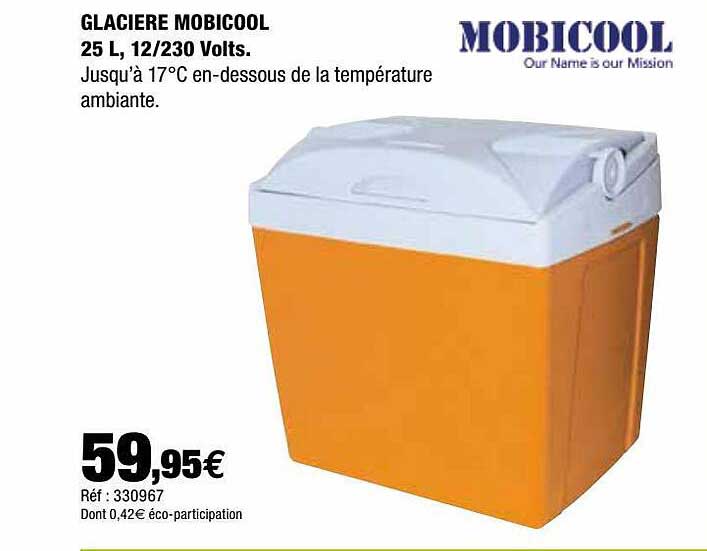 glacière mobicool 25l, 12-230 volts