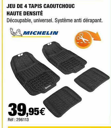 jeu de 4 tapis caoutchouc haute densité michelin