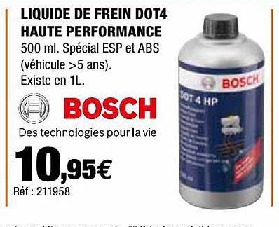 Liquide De Frein Dot4 Haute Performance Bosch