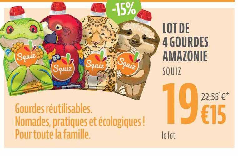 lot de 4 gourdes amazonie squiz