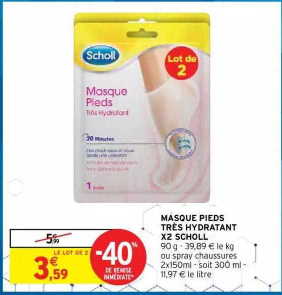 masque pieds très hydratant x2 scholl