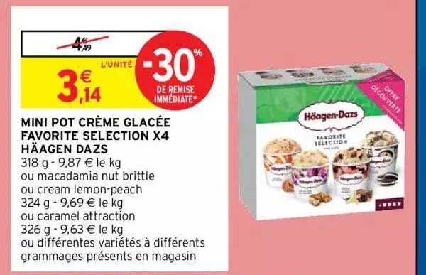 mini pot crème glacée favorite sélection x4 häagen dazs