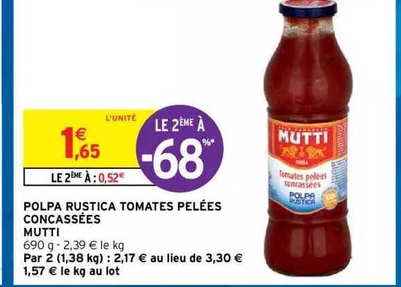 polpa rustica tomates pelées concassées mutti