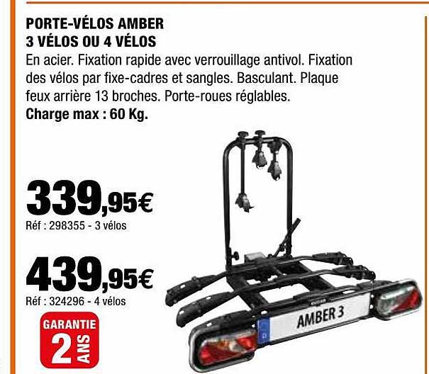 porte-vélos amber 3 vélos ou 4 vélos