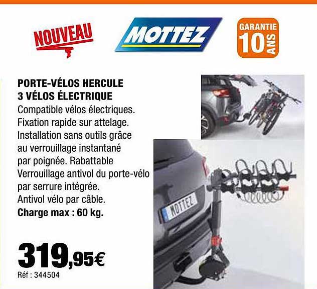 porte-vélos hercule 3 vélos électrique mottez