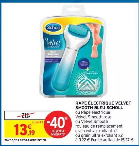 râpe électrique velvet smooth bleu scholl