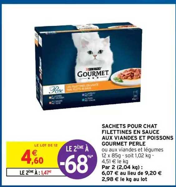 Sachets Pour Chat Filettines En Sauce Aux Viandes Et Poissons Gourmet Perle
