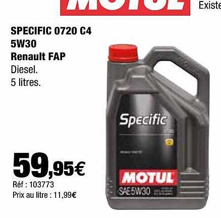 specific 0720 5w30 renault fap motul