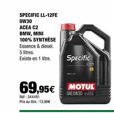 specific ll-12fe 0w30 acea c2 bmw, mini 100% synthèse motul