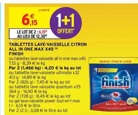 tablettes lave-vaisselle citron all in one max x45 finish