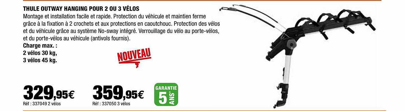 thule outway hanging pour 2 ou 3 vélos