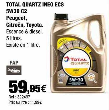 total quartz ineo ecs 5w30 c2 peugeot, citroën, toyota