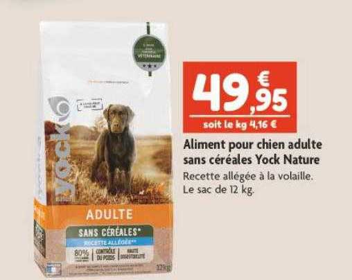 aliment pour chien adulte sans céréales yock nature