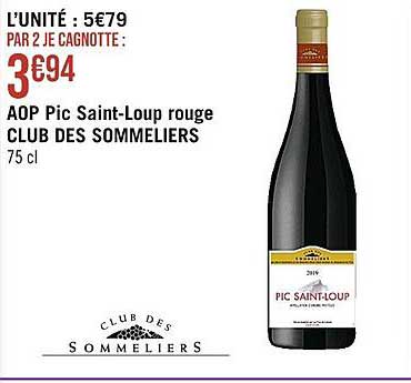 aop pic saint-loup rouge club des sommeliers