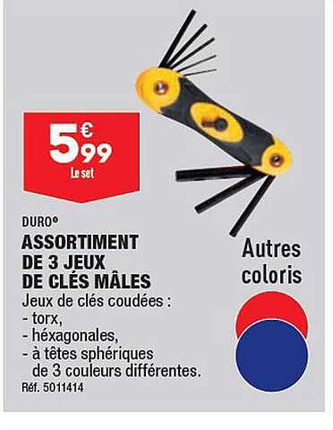 assortiment de 3 jeux de clés mâles duro