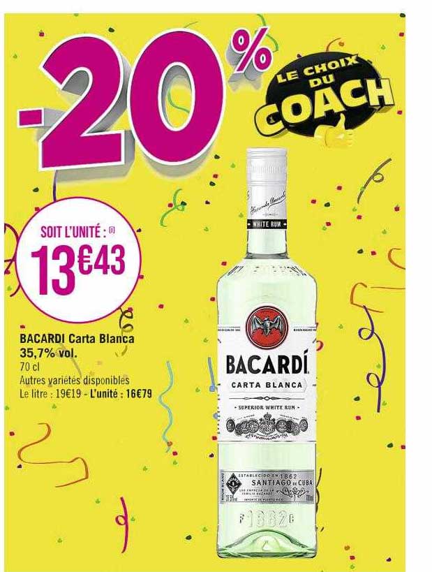 bacardi carta blanca 35,7% vol.