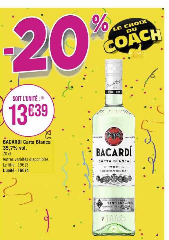 bacardi carta blanca 35,7% vol.