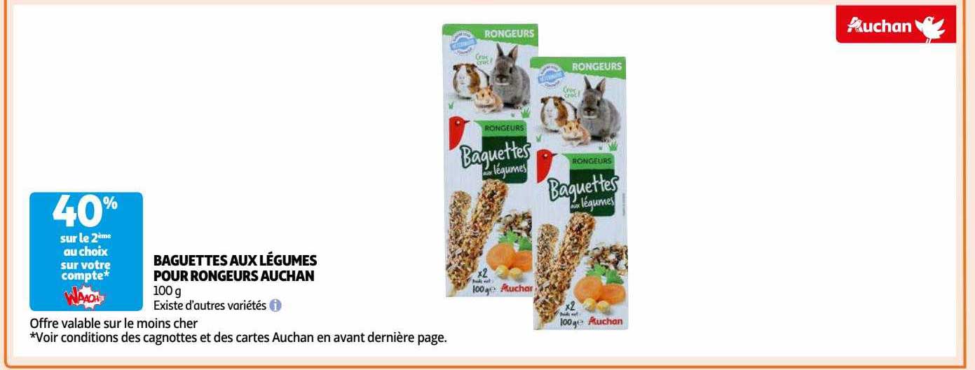 baguettes aux légumes pour rongeurs auchan