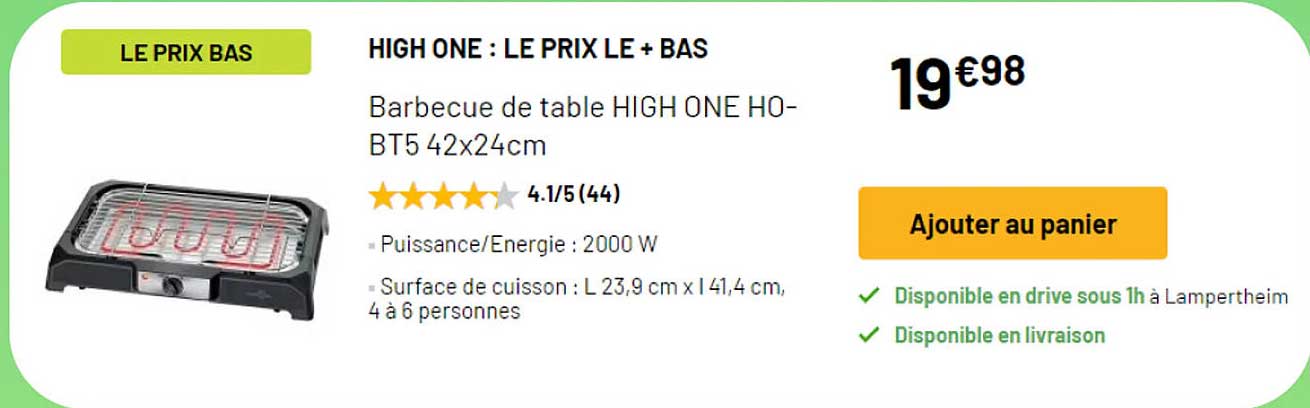 barbecue de table high one hobt5 42 x 24 cm
