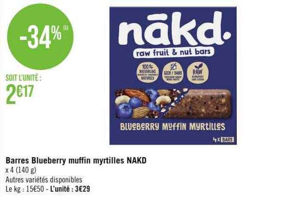 Barres Blueberry Muffin Myrtilles Nãkd