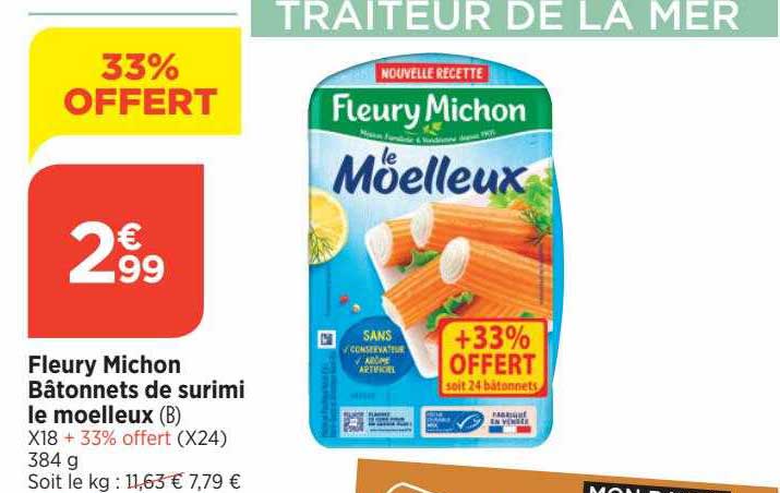 bâtonnets de surimi le moelleux fleury michon