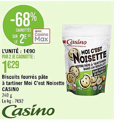 biscuits fourrés pâte à tartiner moi c'est noisette casino