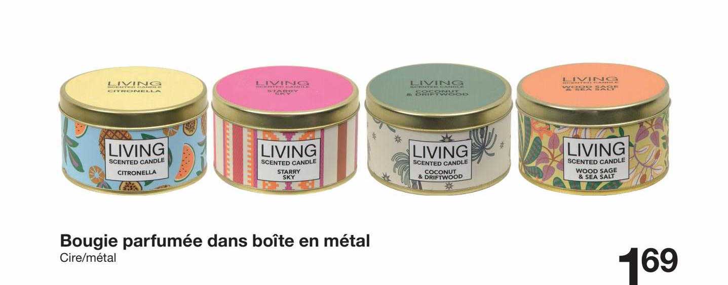 bougie parfumée dans boîte en métal