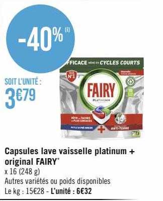 capsules lave-vaisselle platinum + original fairy