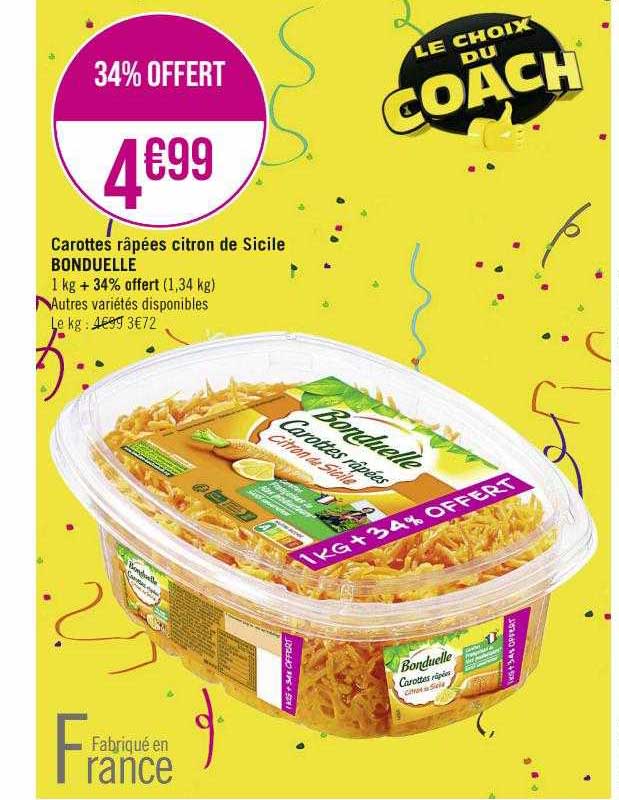 Carottes Râpées Citron De Sicile Bonduelle