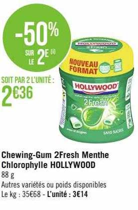 chewing-gum 2Fresh menthe chlorophylle hollywood