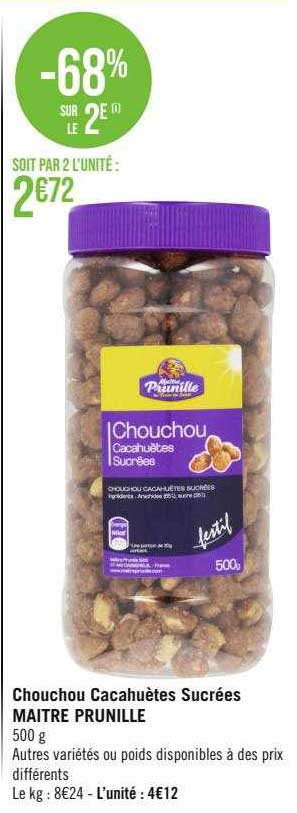 chouchou cacahuètes sucrées maître prunille
