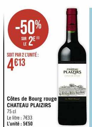 côtes de bourg rouge château plaizirs