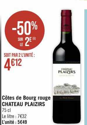 côtes de bourg rouge château plaizirs