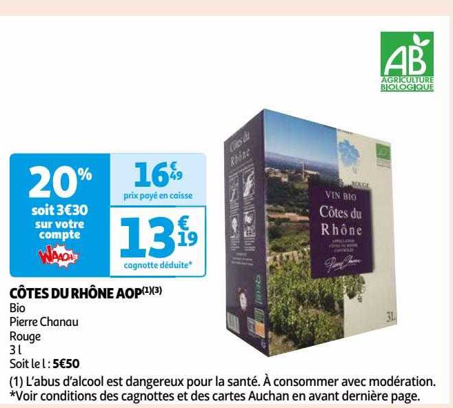 côtes du rhône aop bio pierre chanau rouge