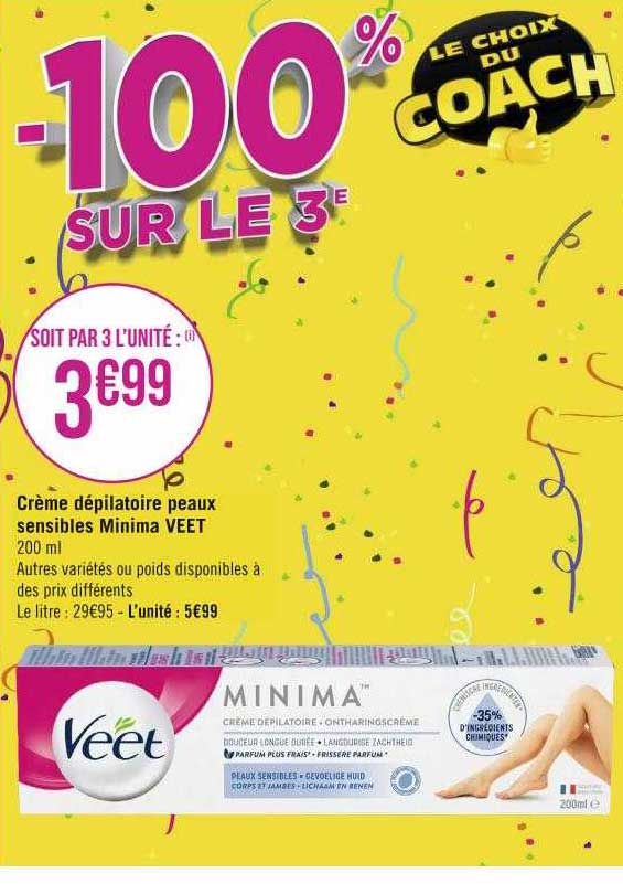 crème dépilatoire peaux sensibles minima veet