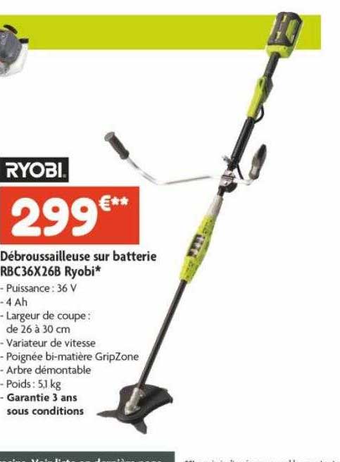 débroussailleuse sur batterie rbc36x26b ryobi