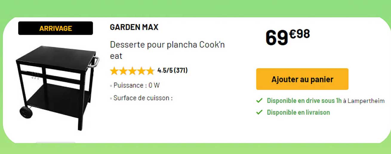 desserte pour plancha cook'n eat garden max